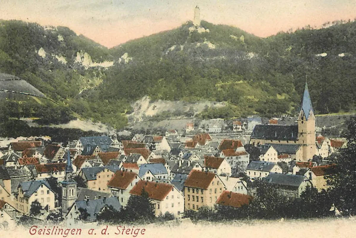Historische Postkartenansicht von Geislingen um 1905
